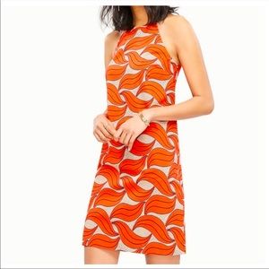 Ann Taylor Dotted Leaf Print High Neck Shift Dress